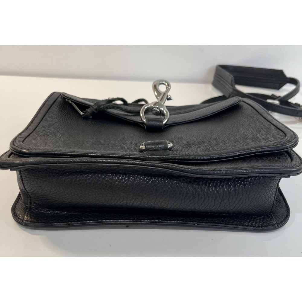 REBECCA MINKOFF Black Pebbled Leather Top Handle‎ Crossbody Bag Minimalist - Picture 9 of 11